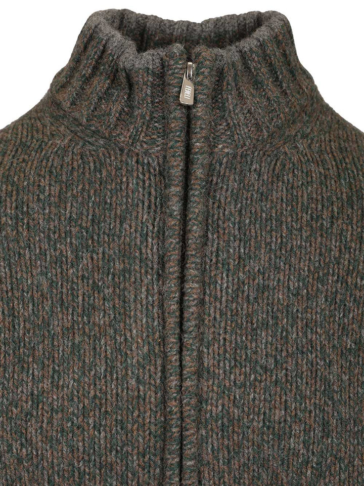 Fedeli Zip-Up Cardigan Knitwear - Green | 48f46565dfe4c4700ae247e87fda96cbd4e0afea