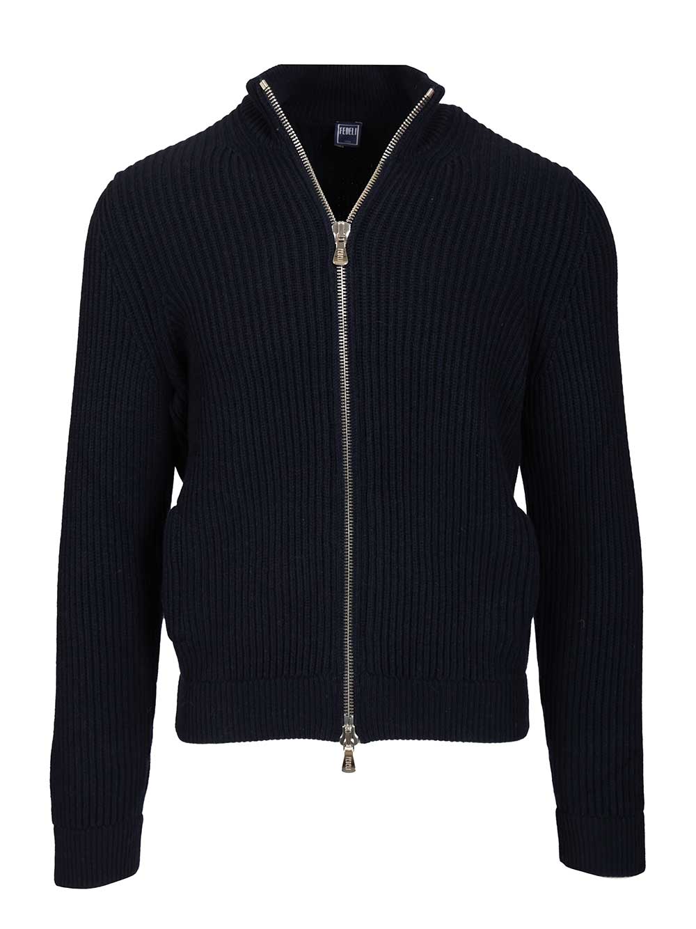 Fedeli Zip-Up Cardigan Knitwear - Blue | f1e62ac722a23fc3999bae0368cf844a1206abe2