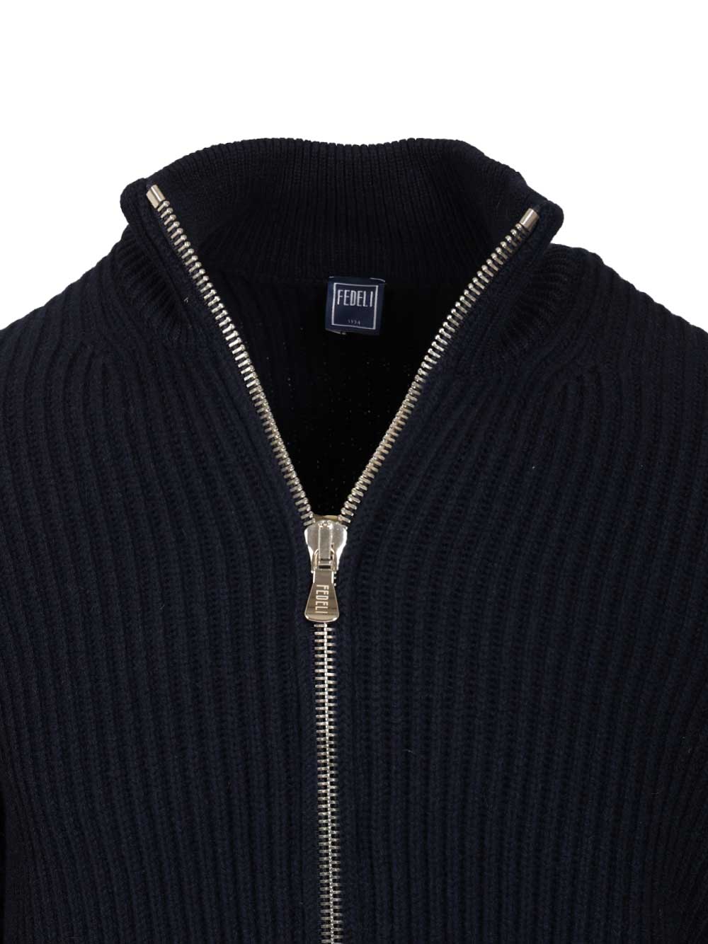 Fedeli Zip-Up Cardigan Knitwear - Blue | e40243919d433aeede42239171f5021dbfb9cdc9