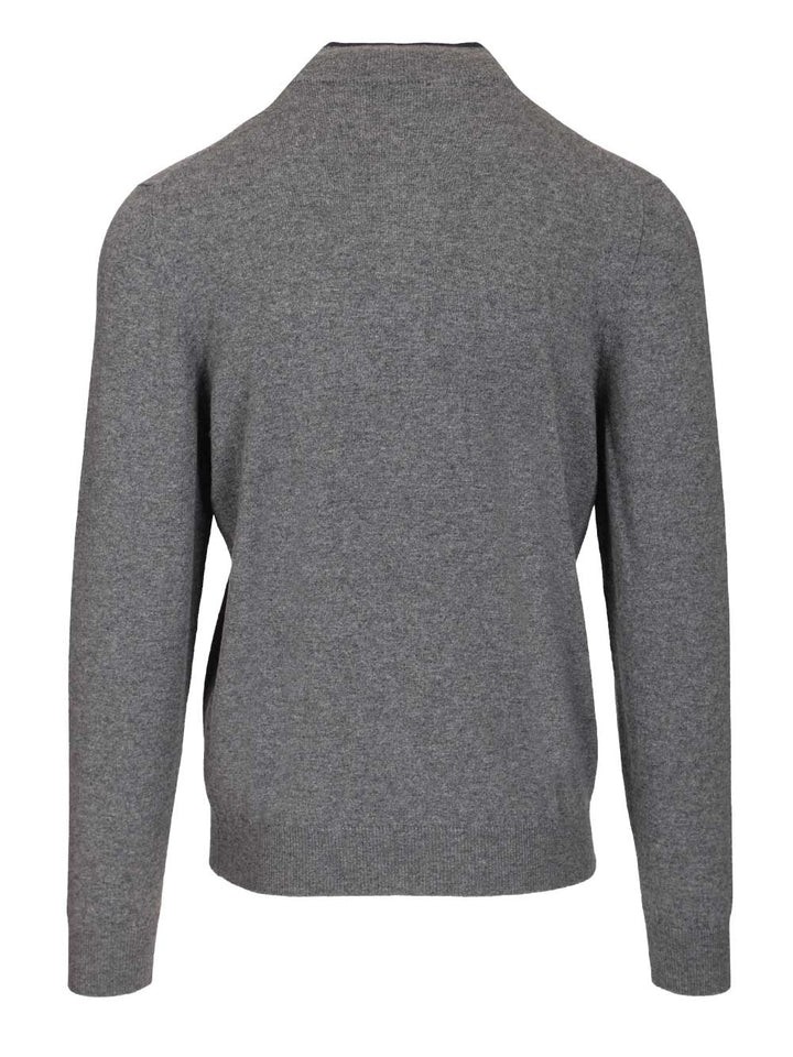 Fedeli Zip-Up Polo Shirt Knitwear - Grey | 01638778edeb8fe4e209a148d995a292535860c8