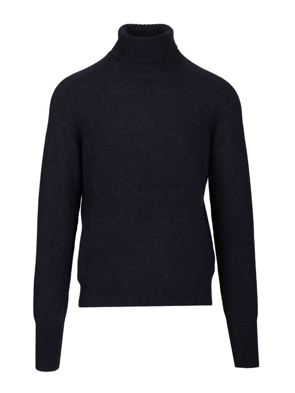 High Neck Sweater Knitwear Blue