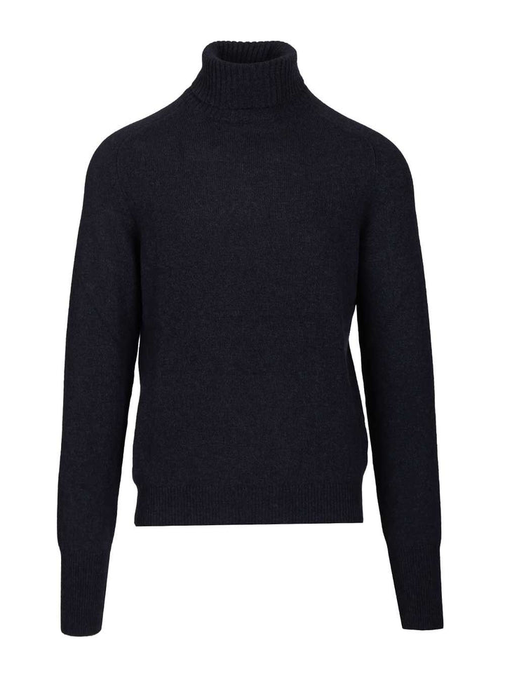 Fedeli High Neck Sweater Knitwear - Blue | 535c4154edf92a1e0063549994e0133ff17b9403