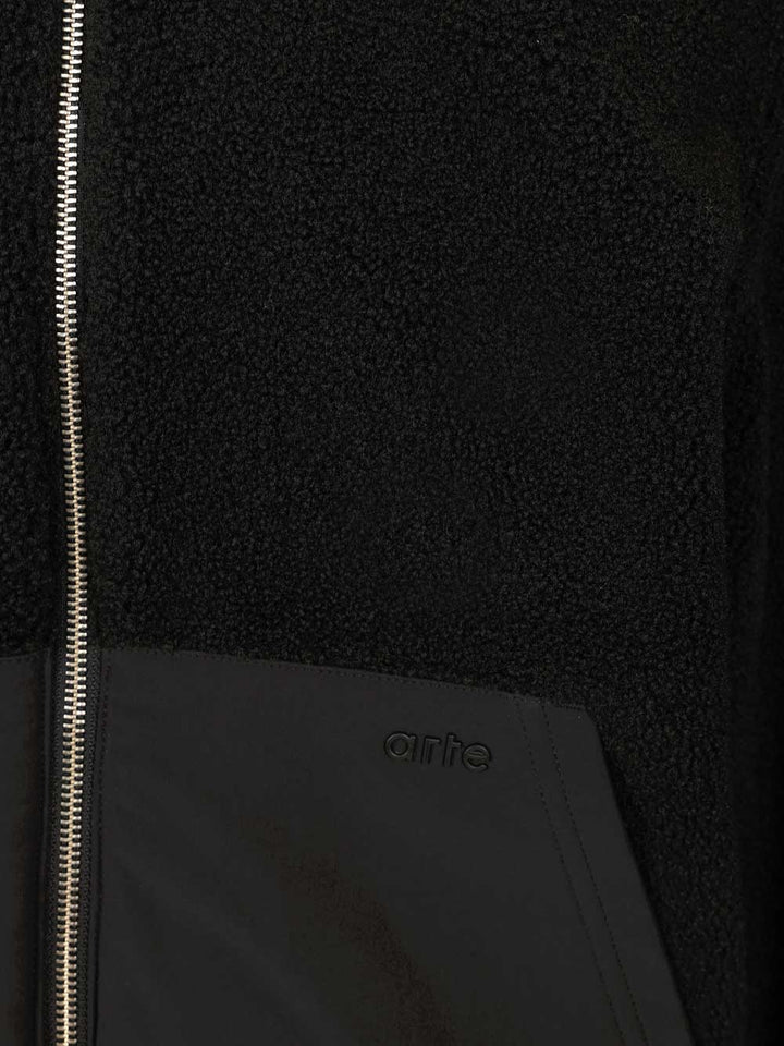 Arte Jacket In Sherpa And Nylon Jackets - Black | cc6ed9944590b5949f98532baab2830cb4a21b82