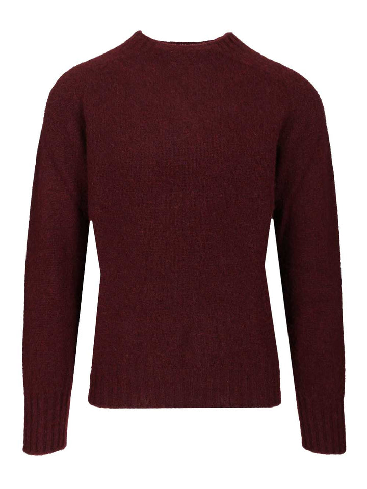 Howlin' Shetland Wool Crew Neck Knitwear - Bordeaux | baca023abe1d715fe2beb51266ca81bcac4cfae6