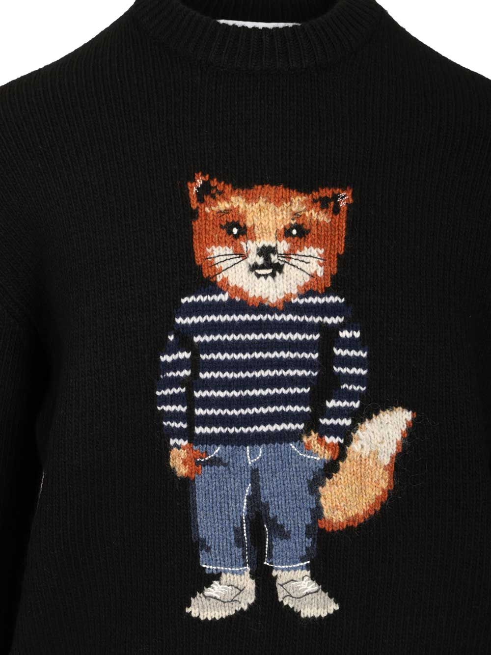 Maison KitsunÉ Merino Wool Sweater Knitwear - Black | f25fe965e887a41629b27f3abcfec0792127ee7a