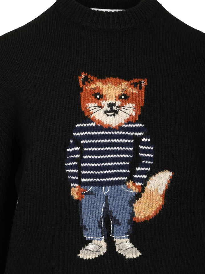 Maison KitsunÉ Merino Wool Sweater Knitwear - Black | f25fe965e887a41629b27f3abcfec0792127ee7a