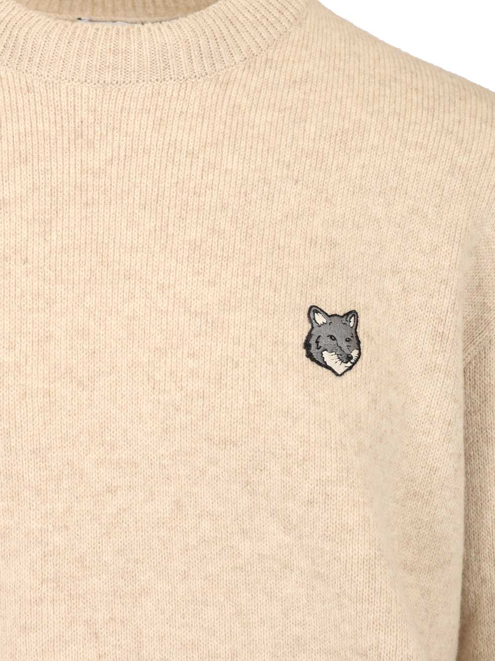 Maison KitsunÉ Lambswool Sweater Knitwear - Beige | 08d09eb9af51939df76cae3aa17536434cd5c199