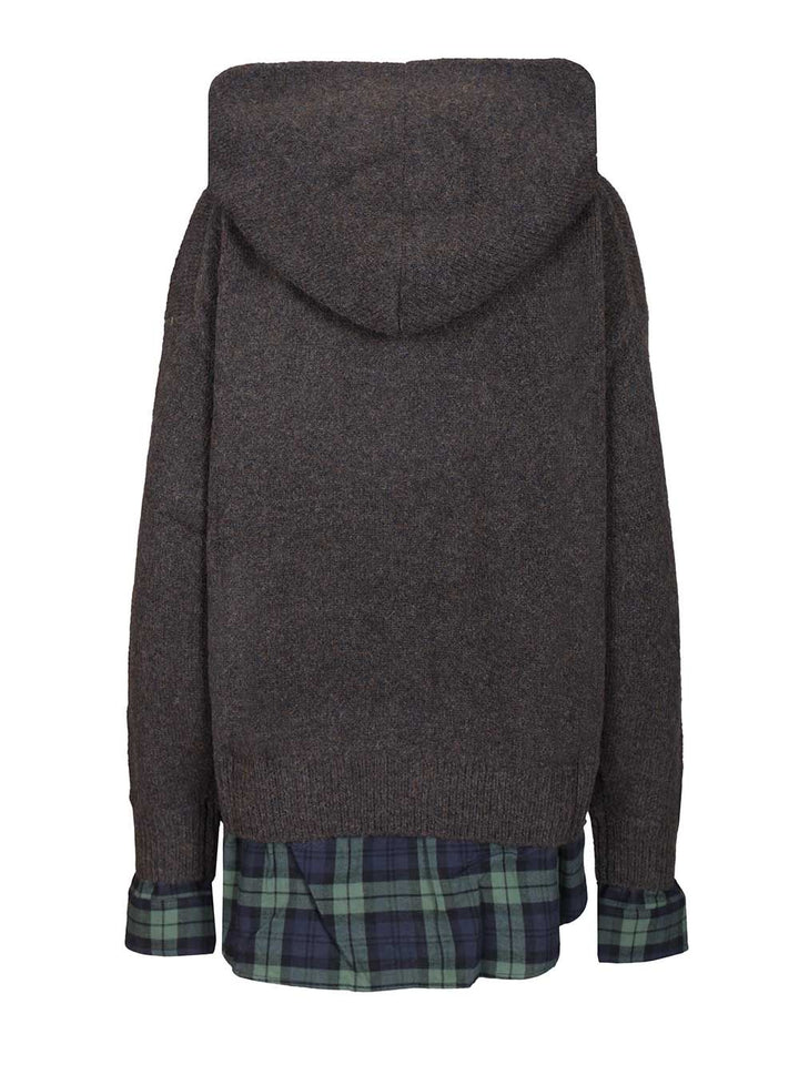 Acne Studios Layered Knitted Hoodie Sweatshirts - Grey | 4384ca29568579421dbb78f6176f721da1bf8cc8