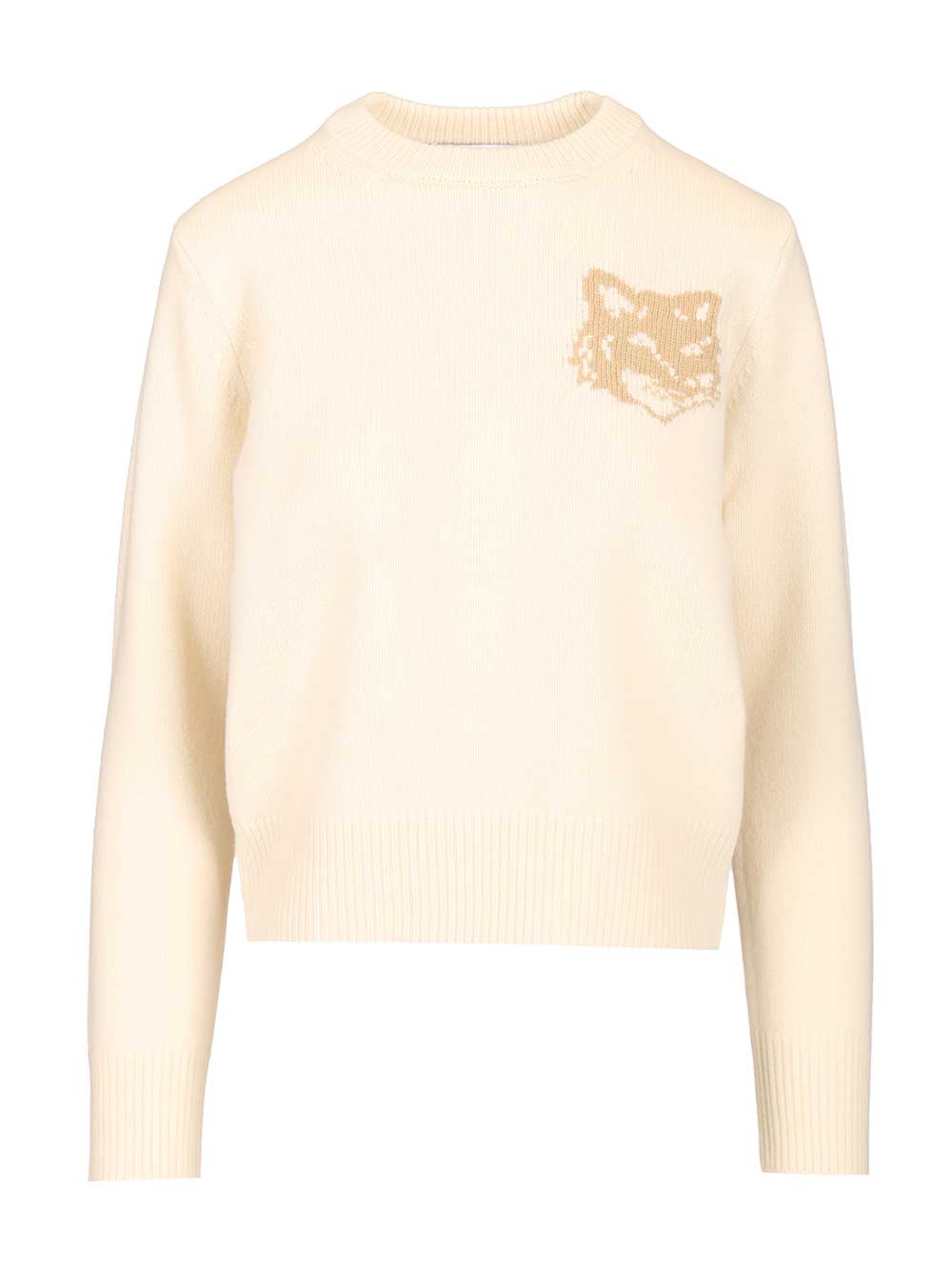 Maison KitsunÉ Merino Wool Sweater Knitwear - Beige | e5aeaff988f7884d5c9e77b5c10b3fcef87521e5