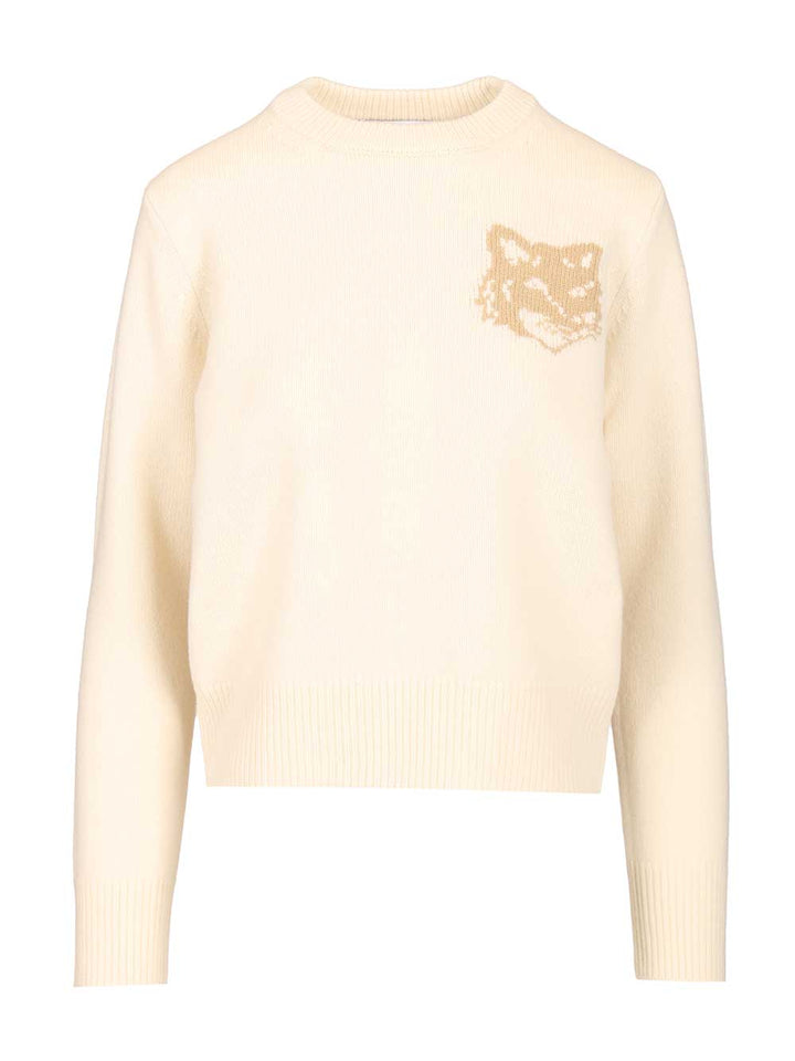 Maison KitsunÉ Merino Wool Sweater Knitwear - Beige | e5aeaff988f7884d5c9e77b5c10b3fcef87521e5