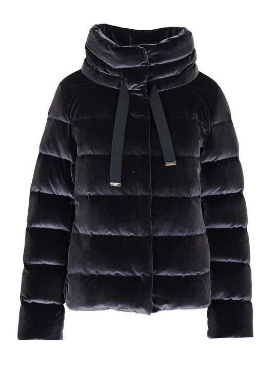 Smooth Velvet Down Jacket Coats Blue