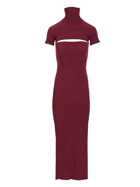 Fitted Knit Cut-Out Dress Dresses Bordeaux