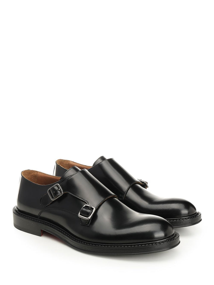Corvari Black Brushed Leather Double Monk Loafers - Black | 40336076c69cdcd22ba7ad254517994214592bcc