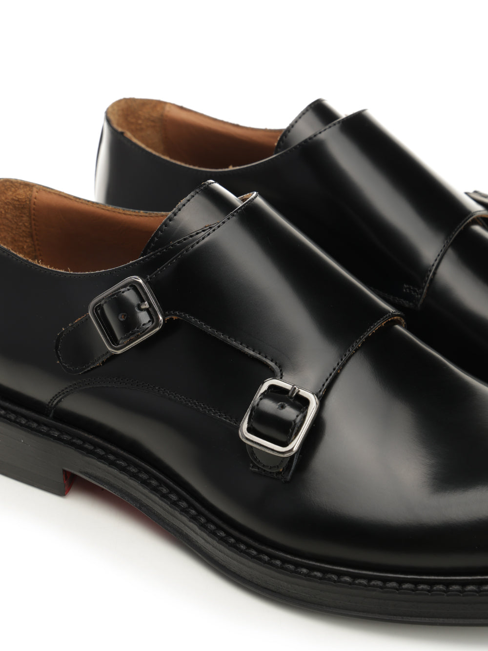 Corvari Black Brushed Leather Double Monk Loafers - Black | c0b638a830bfaca296fa93e352feebea24019bec