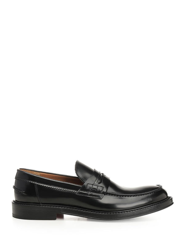 Black Brushed Leather Penny Loafer Black