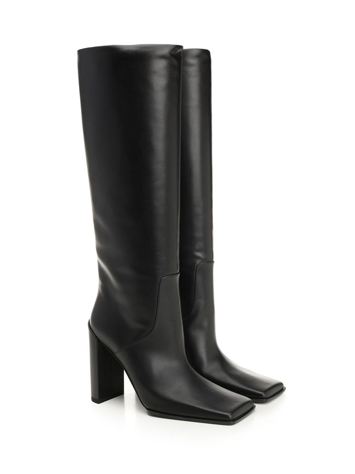 AlaÏA Square Toe Leather Boots - Black | b8149095211211021564735c3d90868cf14d6833