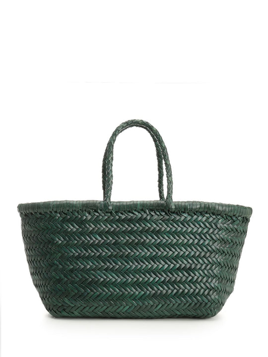 Woven Leather Basket Small Handbags Green