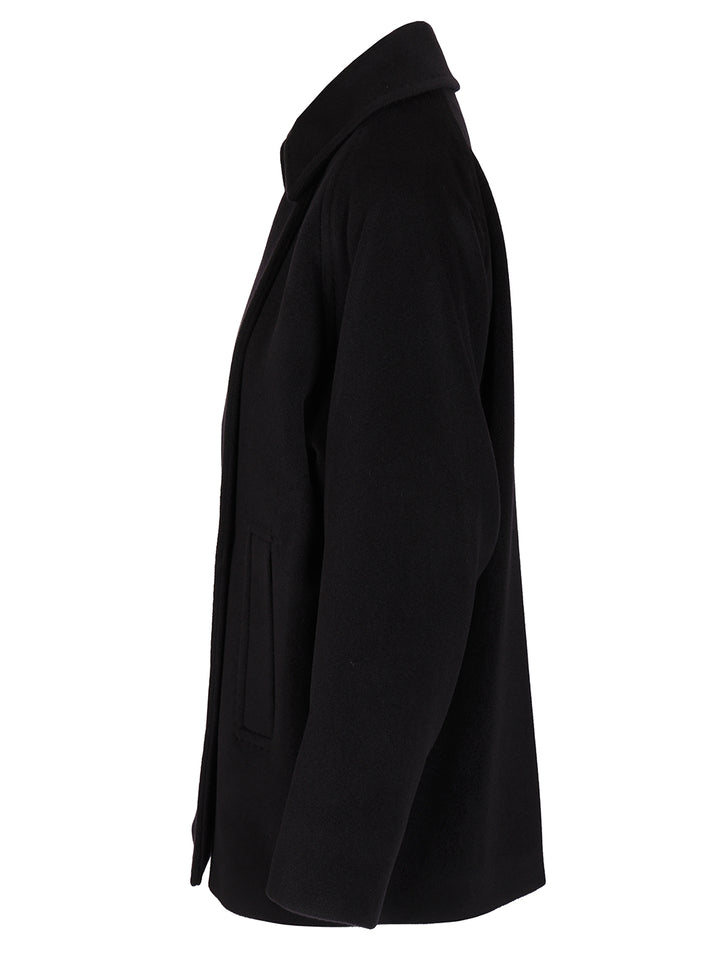 Max Mara Studio Double-Breasted Wool Pea Coat Coats - Blue | 440c0154b727179cfaf381b5806a06a1052615c4