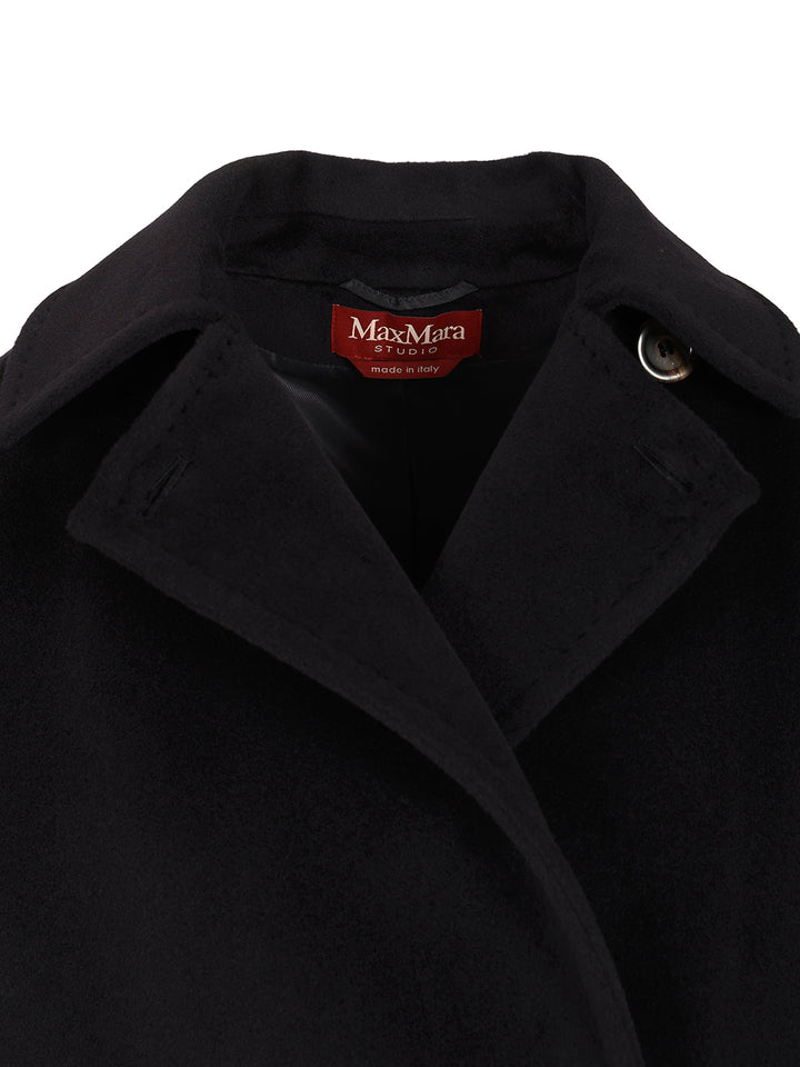 Max Mara Studio Double-Breasted Wool Pea Coat Coats - Blue | 186d9f6c35f698b61d497d8879aed86ec63364f0