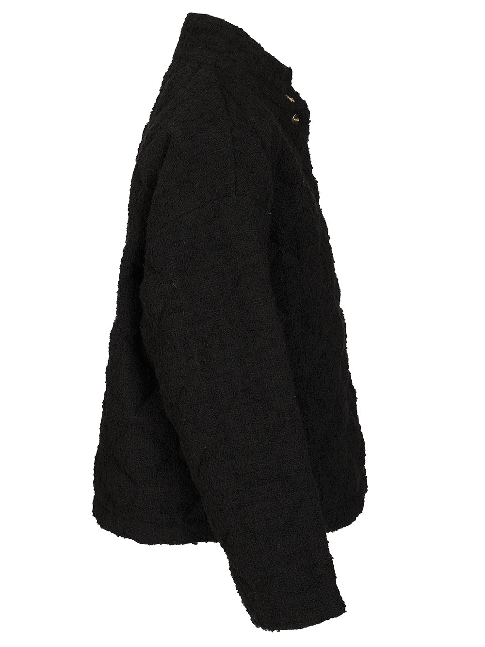 Max Mara Studio Down Jacket In A Wool And Cotton Bouclé Coats - Black | 7a8419511d482ff481056f059543e221e4d97639