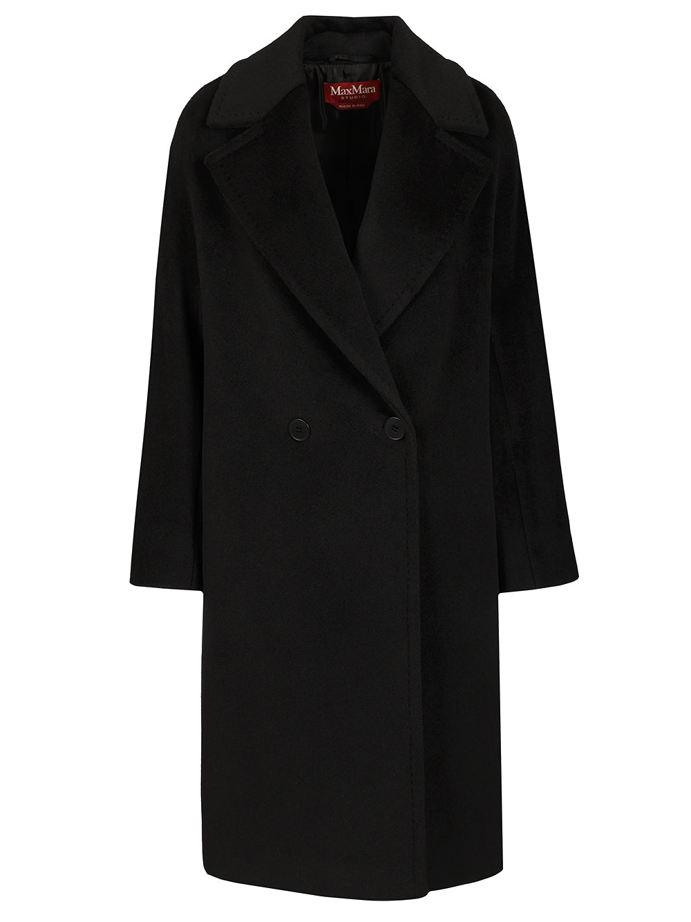 Max Mara Studio Double-Breasted Coat Coats - Black | d65d513cba53547fb049b050667c7189c490a6f7