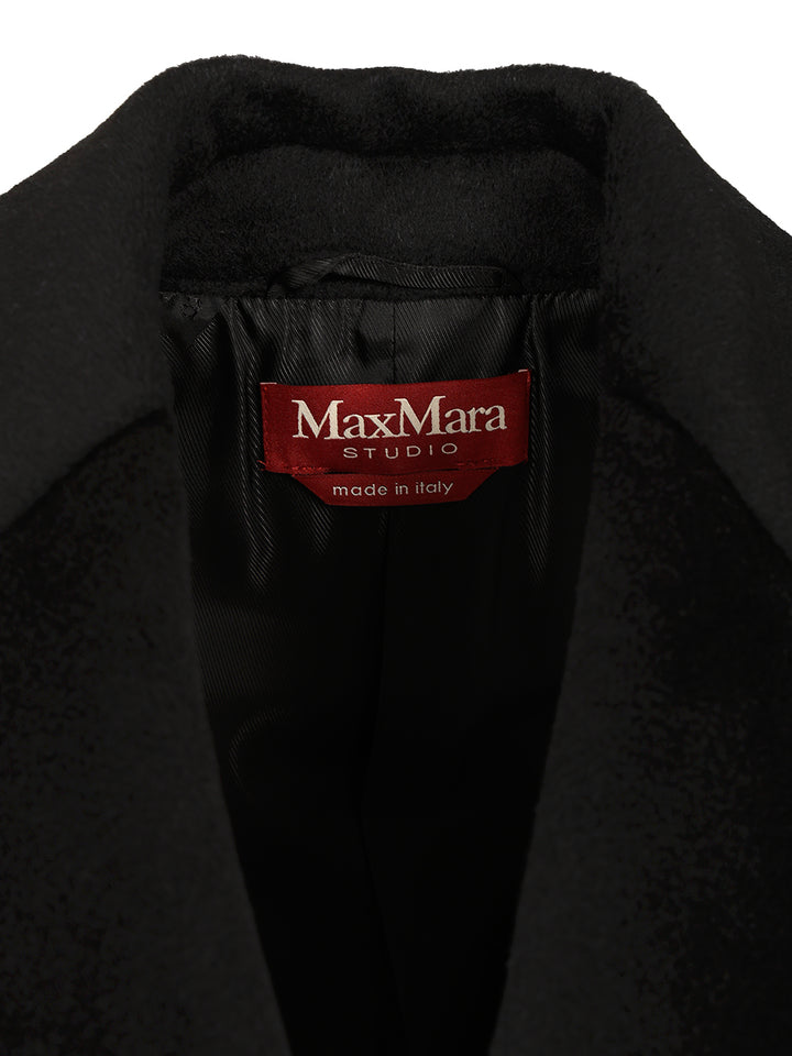 Max Mara Studio Double-Breasted Coat Coats - Black | 38045d26b2ac0546e2c80037a79ad67bd6df92dc