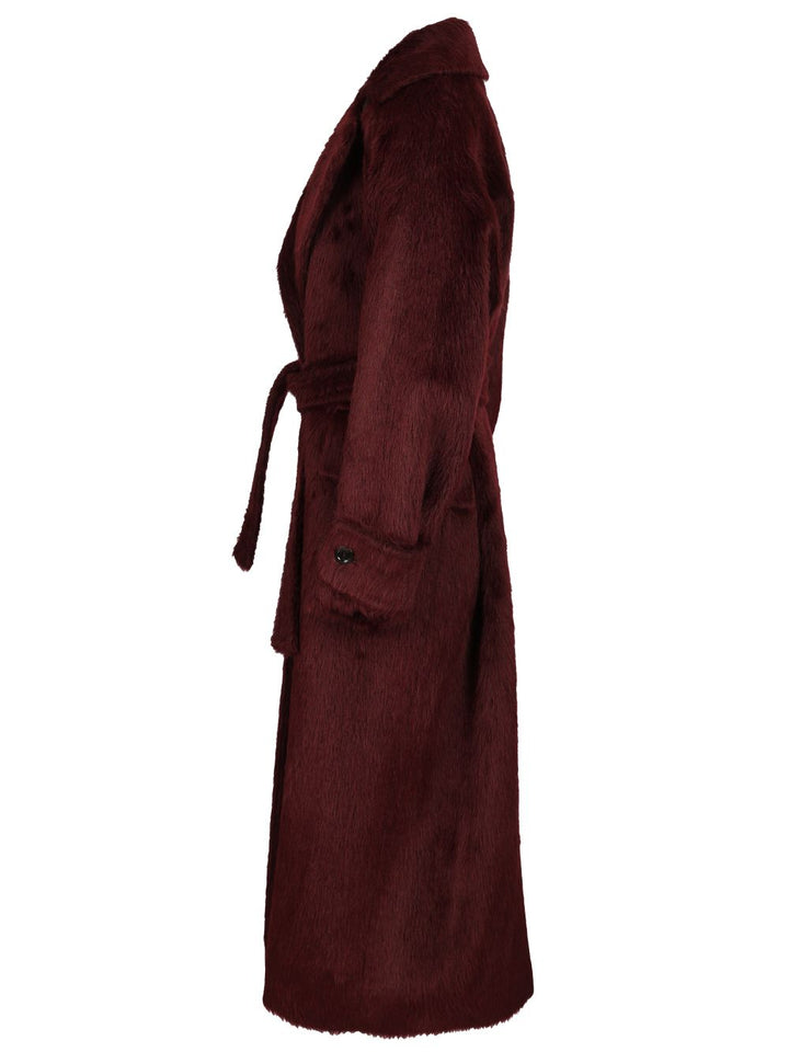 Max Mara Long Coat In Alpaca And Wool Coats - Bordeaux | ae86f92d6a28831c21f913b11d6a9d67efecae06