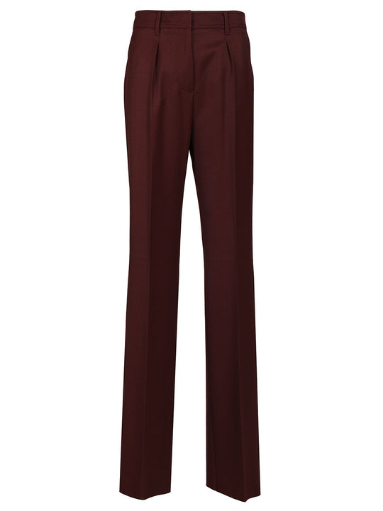 Wool Gabardine Trousers Bordeaux