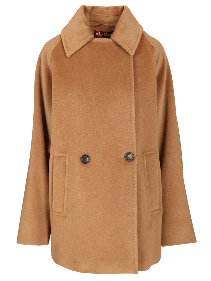 Max Mara Studio Double-Breasted Wool Pea Coat Coats - Beige | 3a00892cef4b4edc3707e7ed6f32a5f5ac8b2130