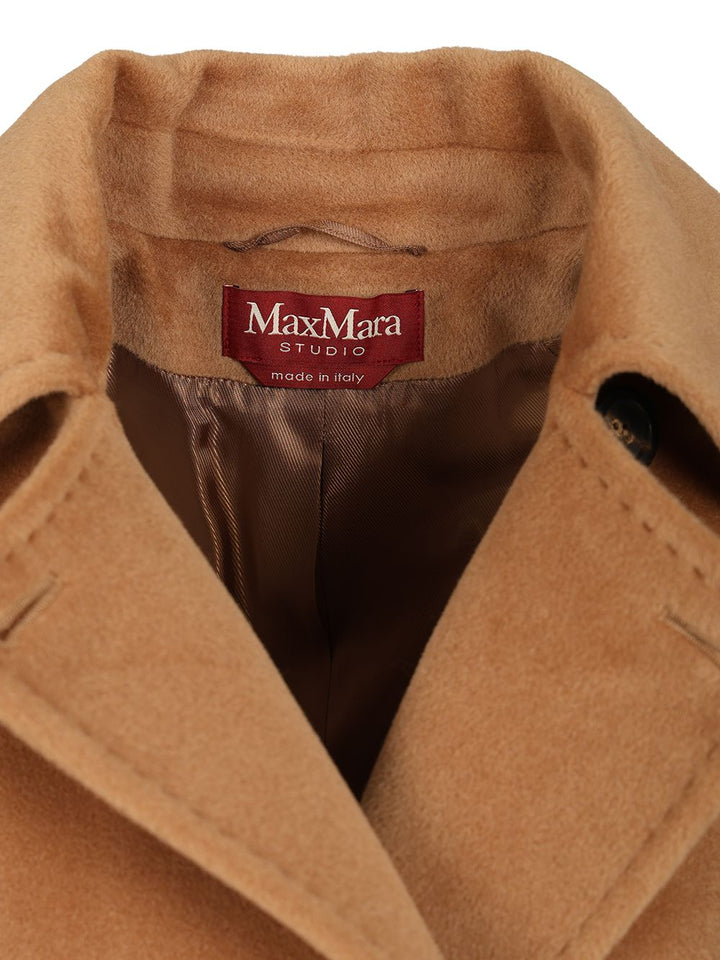 Max Mara Studio Double-Breasted Wool Pea Coat Coats - Beige | 90b9859b611df9ebf22fdcd0f2aa30c362ef8b72