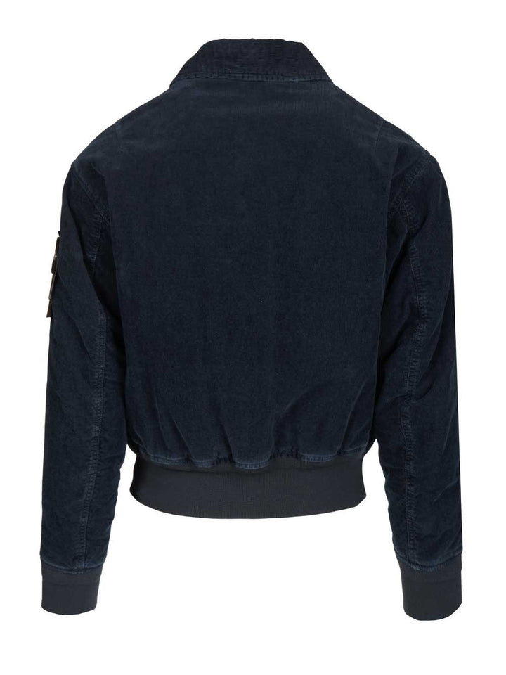 Stone Island Corduroy Bomber Jacket Jackets - Blue | ec60253777b888baa02b1444e1dca64b0d159b83