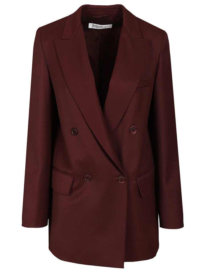 Max Mara Double-Breasted Wool Blazer Jackets - Bordeaux | b661cd0937a61fd20d6f884e84d56dab5da8e33f