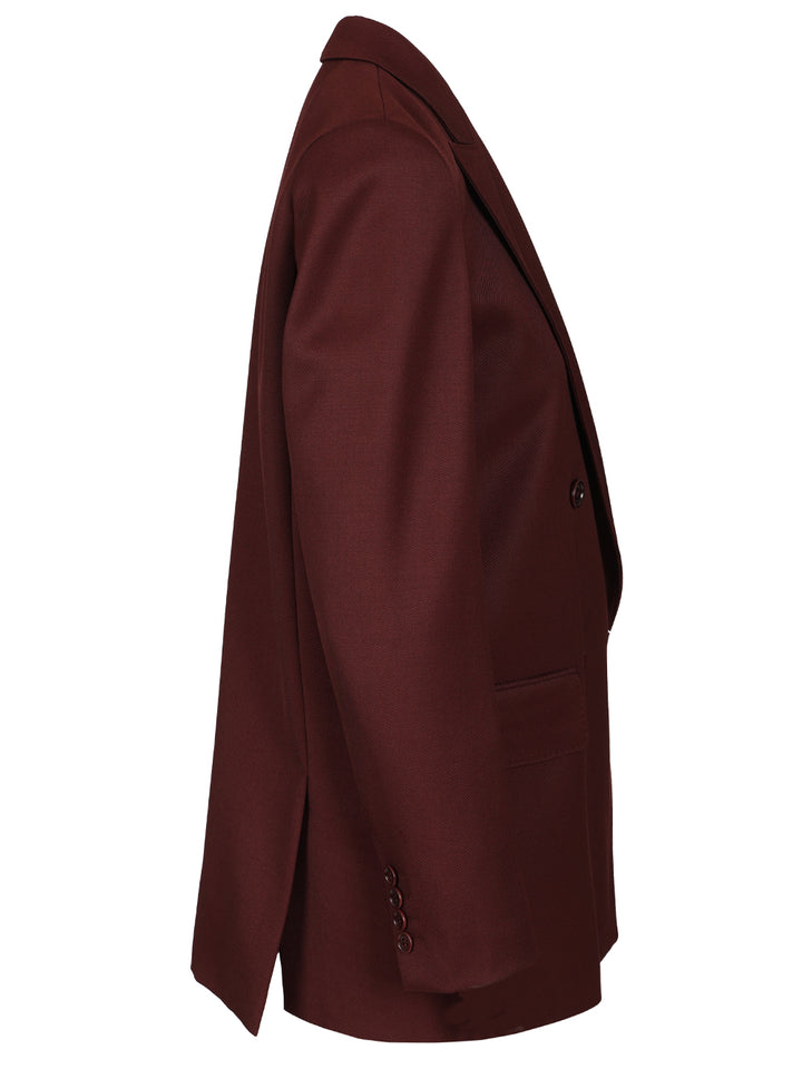 Max Mara Double-Breasted Wool Blazer Jackets - Bordeaux | 0266c57977d1f05a3534326f969373a99490e6f2