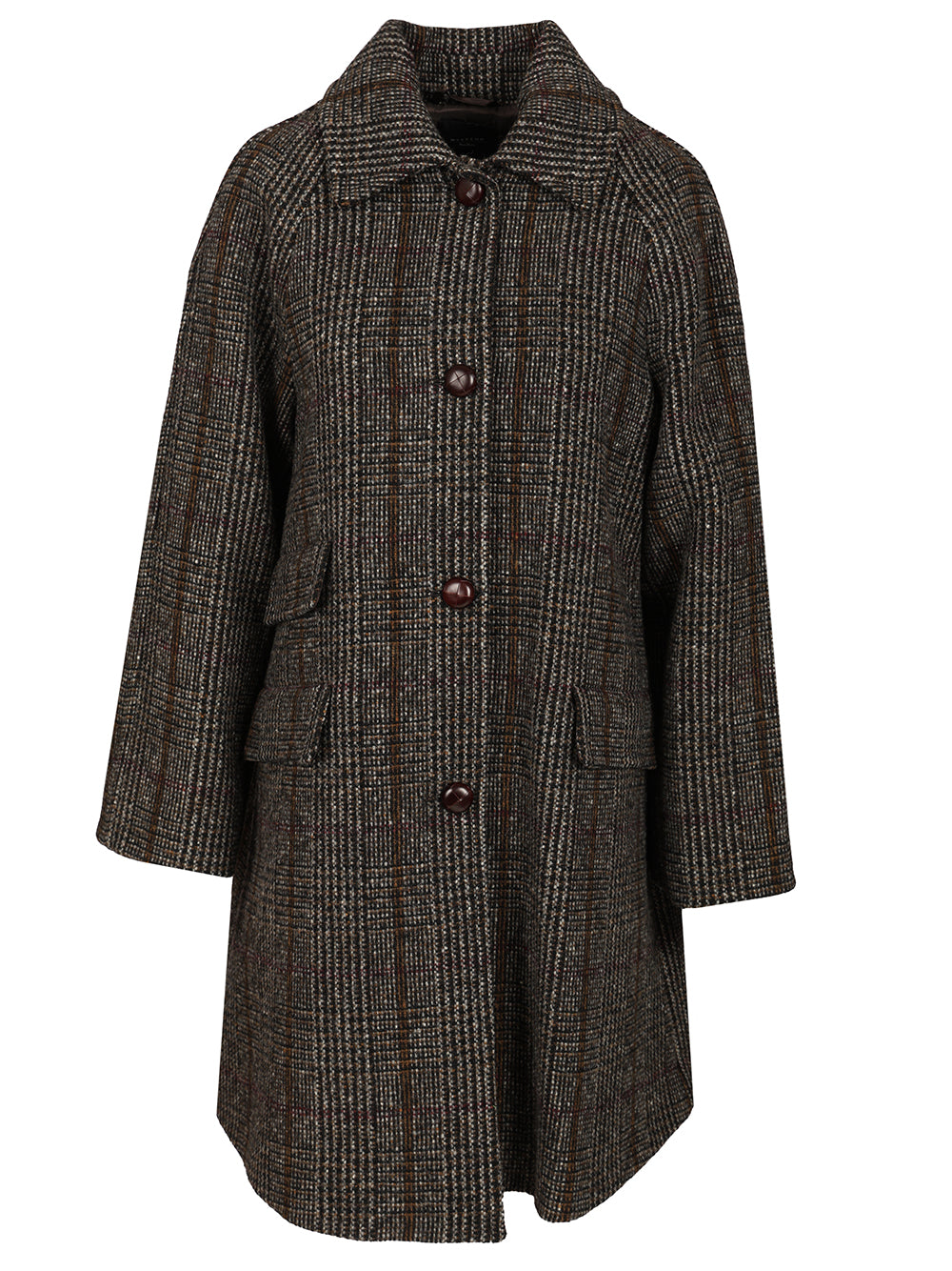 Weekend Max Mara Prince Of Wales Wool Midi Coat Coats - Brown | 5bef35857d1d5a74e888fa527ce7647c6aa30826