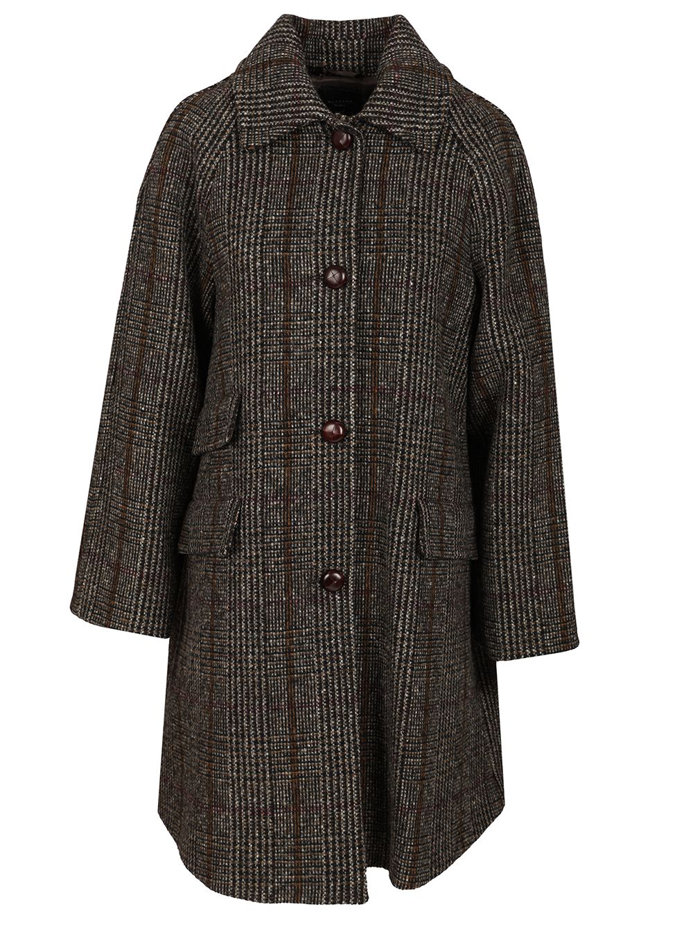 Weekend Max Mara Prince Of Wales Wool Midi Coat Coats - Brown | 34d66640f9bdd692faf5c0c63d3b3c8b6c270c58