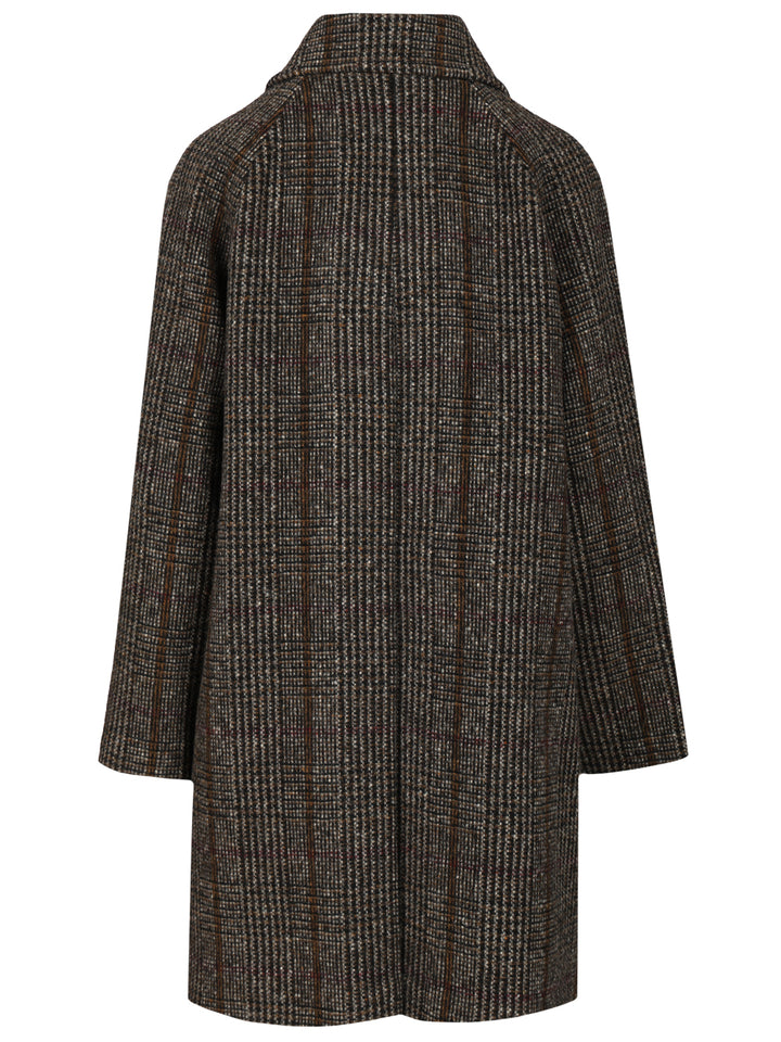 Weekend Max Mara Prince Of Wales Wool Midi Coat Coats - Brown | 2e22cab8712cddd33fc01587e6391b47cc1c0a58