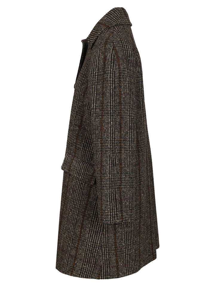 Weekend Max Mara Prince Of Wales Wool Midi Coat Coats - Brown | d3614ed5e74198b84e513003e9166cad7f439d7d