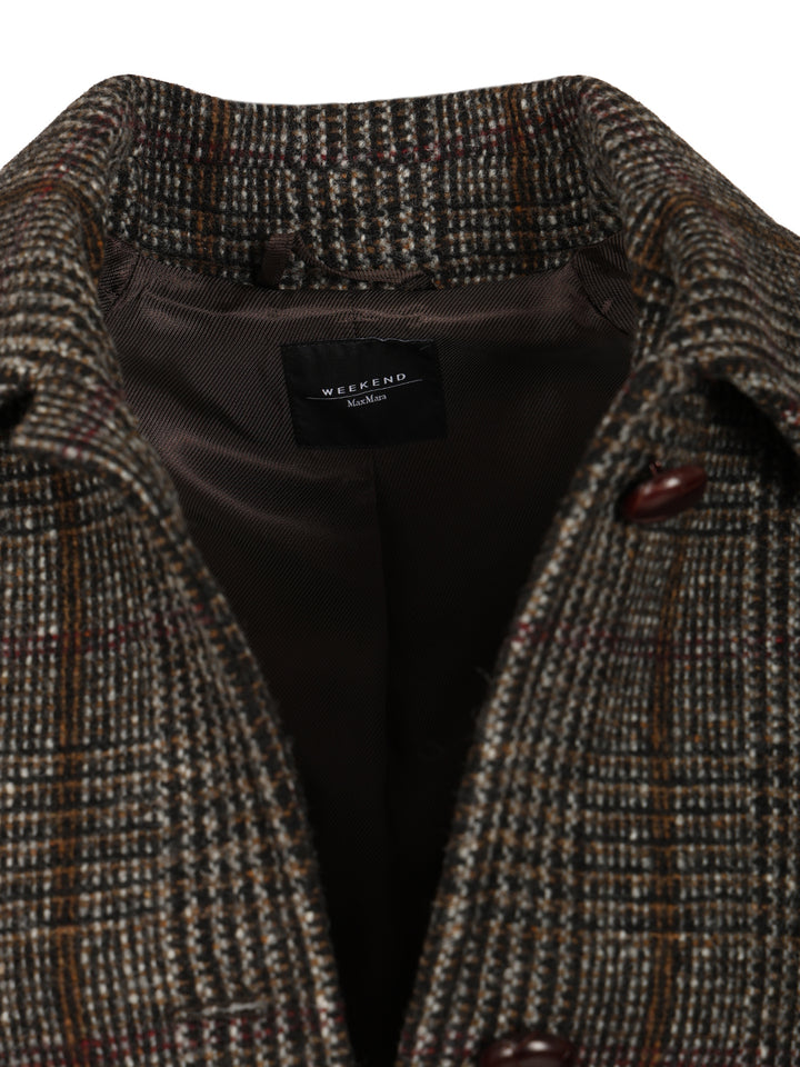 Weekend Max Mara Prince Of Wales Wool Midi Coat Coats - Brown | b003e3d00bb456f6334015d711d006be69e53eb9