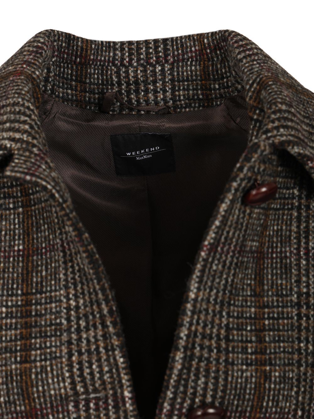 Weekend Max Mara Prince Of Wales Wool Midi Coat Coats - Brown | 1f34013f1ddbcfeb0d2b199ff218a18fe3a9d368