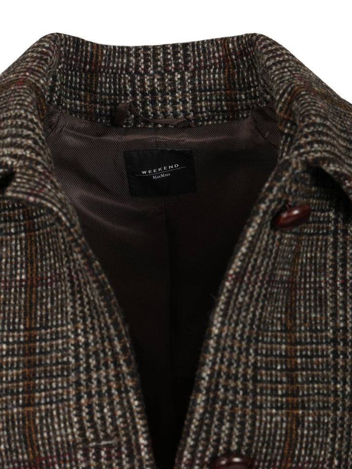 Weekend Max Mara Prince Of Wales Wool Midi Coat Coats - Brown | 1f34013f1ddbcfeb0d2b199ff218a18fe3a9d368