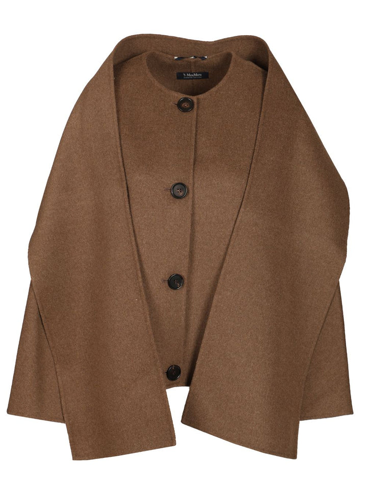 'S Max Mara Short Jacket With Scarf Jackets - Brown | 1826a20033498d78c5328c44919a71bae86dbd12