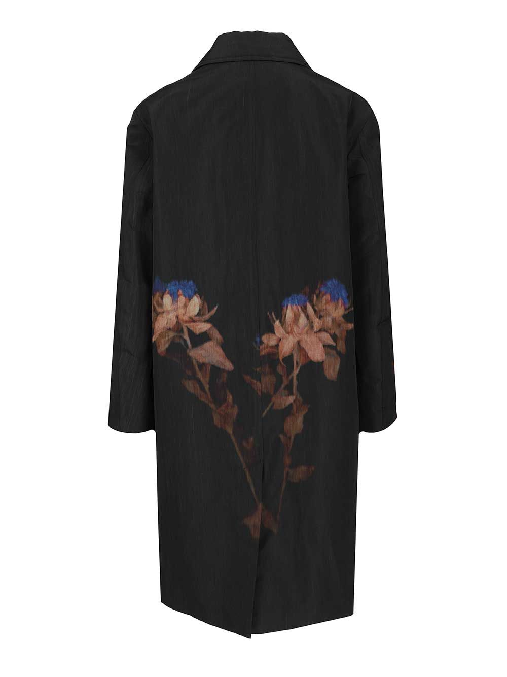 Dries Van Noten Printed Wool-Blend Coat Coats - Black | 984d8258449f288ba2564157b1aa076fad3ba340