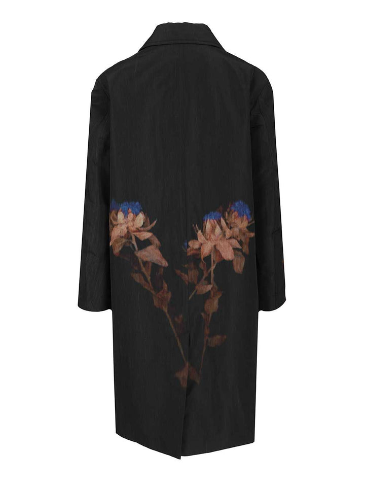 Dries Van Noten Printed Wool-Blend Coat Coats - Black | 984d8258449f288ba2564157b1aa076fad3ba340