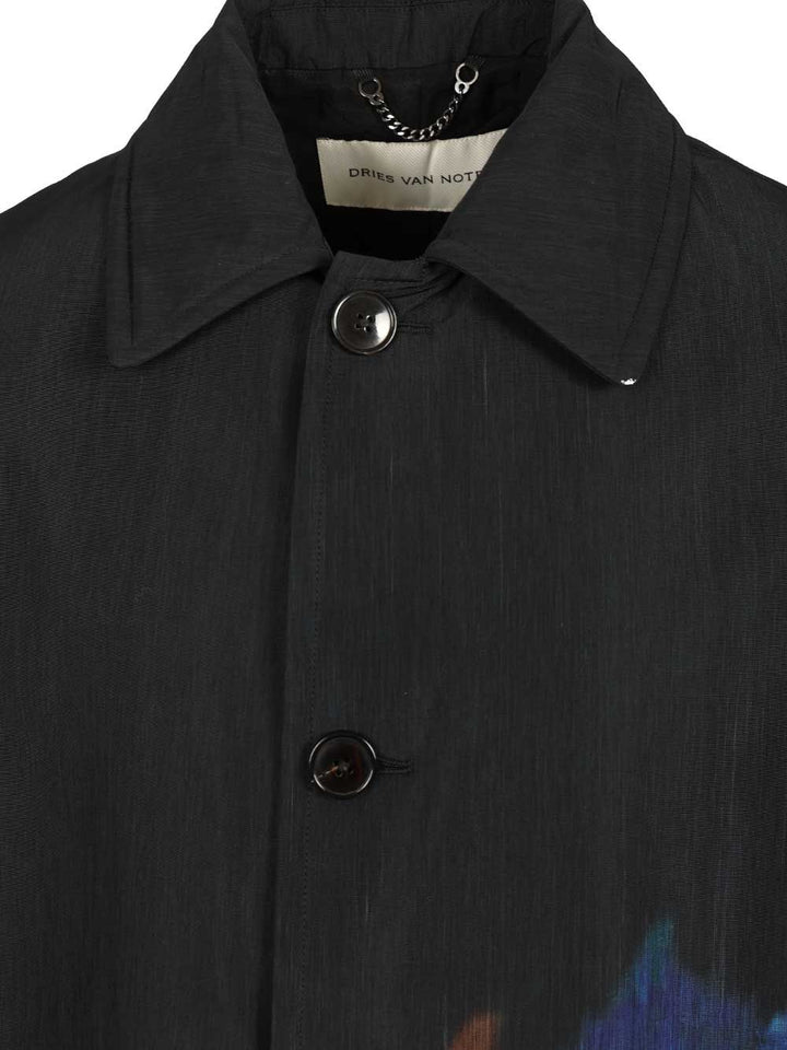 Dries Van Noten Printed Wool-Blend Coat Coats - Black | 92455348210594c11bd3d4268bda587264e49226