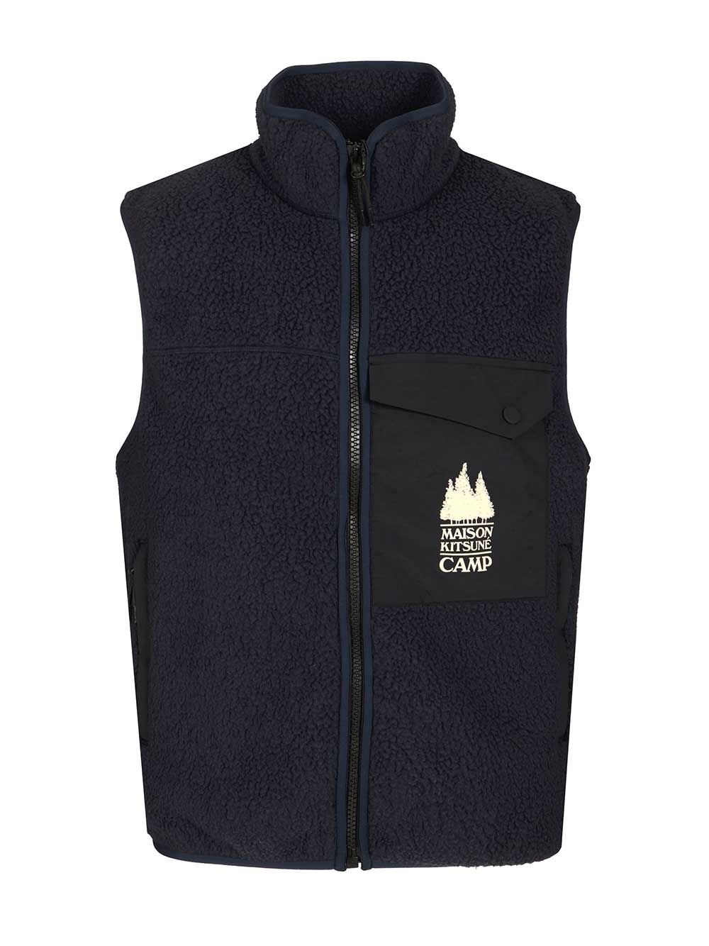 Maison KitsunÉ Fleece Vest Jackets - Blue | b316b23759032af066d20b82d5e3991bb2cedc48