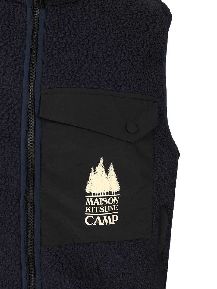 Maison KitsunÉ Fleece Vest Jackets - Blue | 91bca2ed2f98a7f0e8724ba12936b51864d942b6