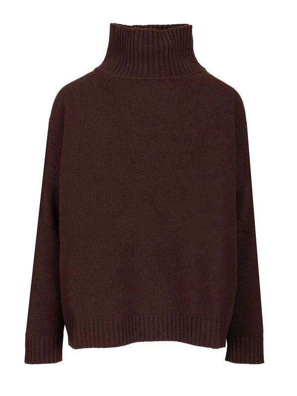 Wool Turtleneck Sweater Knitwear Brown