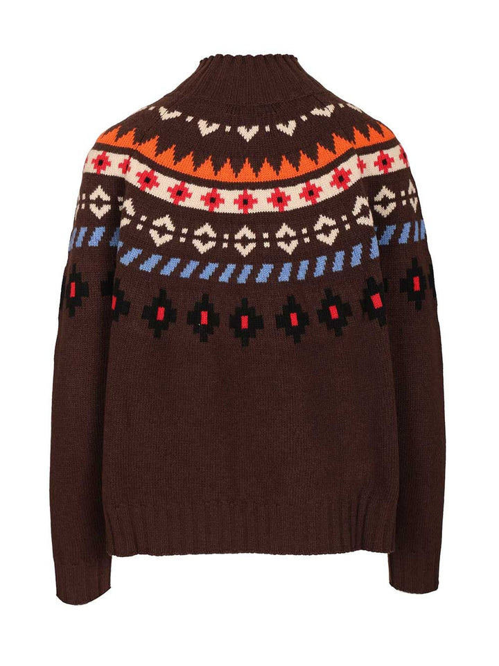 Weekend Max Mara Jacquard Wool Sweater Knitwear - Brown | e2653f17f06946141c788706b61bab7f826f9ec0