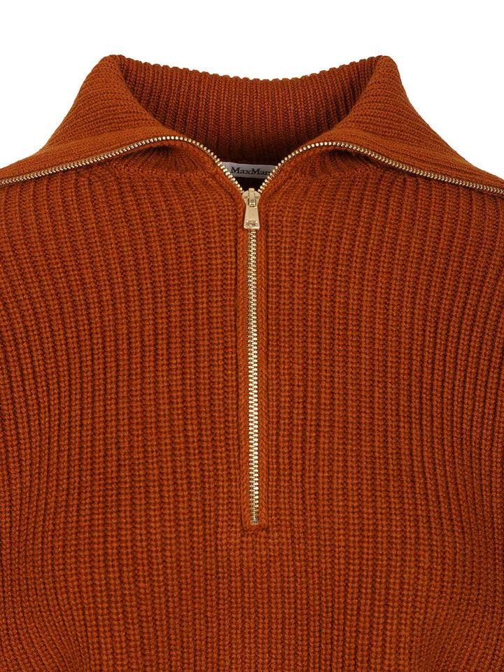 Max Mara Zip-Up Sweater Knitwear - Brown | 1836ddb5b2383b8348a6efa36ca89363d0947e1b