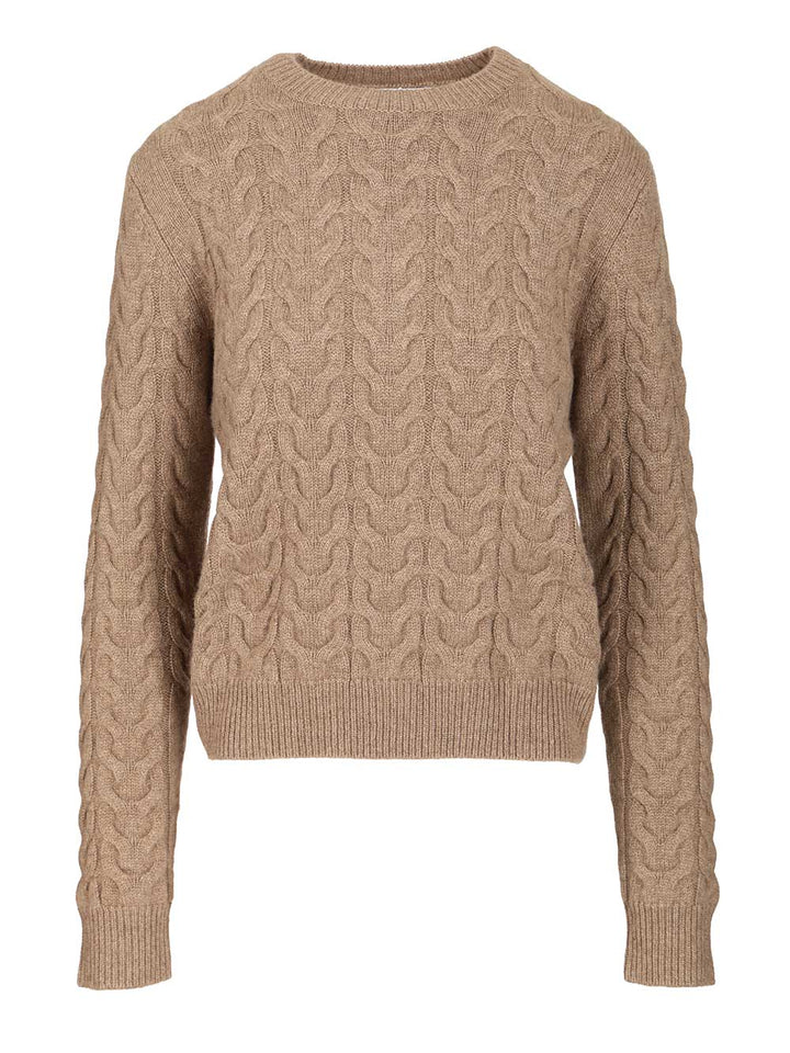 Max Mara Slim Cashmere Sweater Knitwear - Beige | 3249cb50497e6834ca10fad5ebd52f9fb49cb644